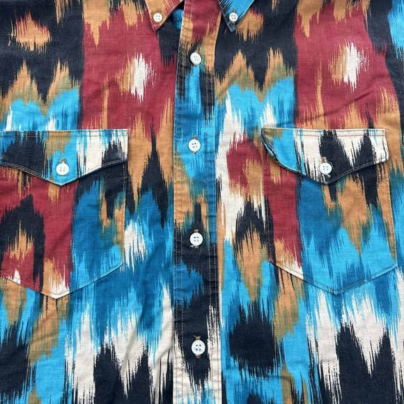 Wrangler Brushpopper Shirt Mens 16-33 Made in USA Western Tribal Native LS *FLAW - Picture 2 of 12